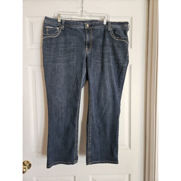 Lane Bryant Womens CROP GENIUS FIT Dark Wash High Rise Denim Blue Jeans Size 22 - Picture 1 of 7